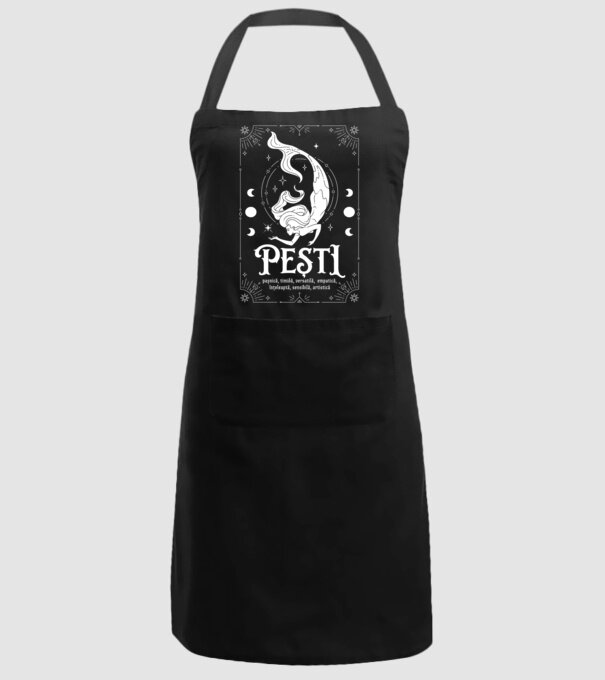 Zodiac femeie PEȘTI white model negru pe tricou