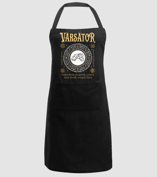 Zodiac femeie VĂRSĂTOR golden model negru pe tricou