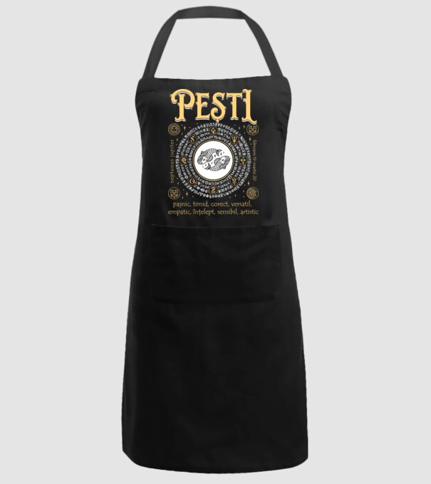 Zodiac bărbat PEȘTI golden model negru pe tricou