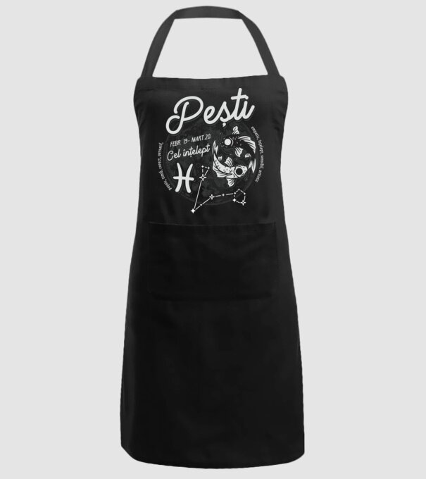 Zodiac bărbat PEȘTI retro model negru pe tricou