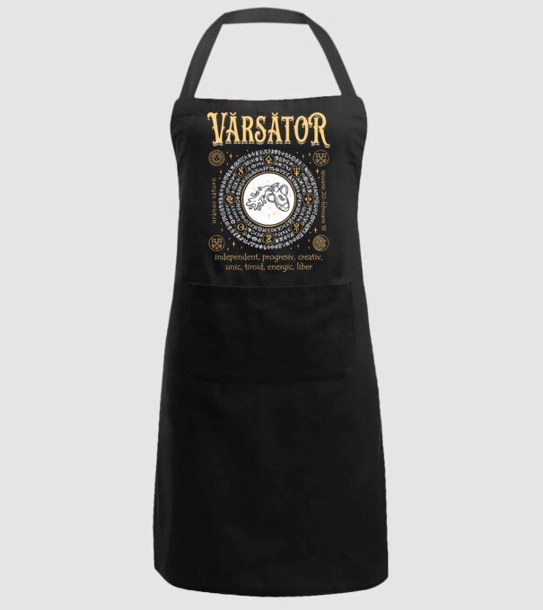 Zodiac bărbat VĂRSĂTOR golden model negru pe tricou