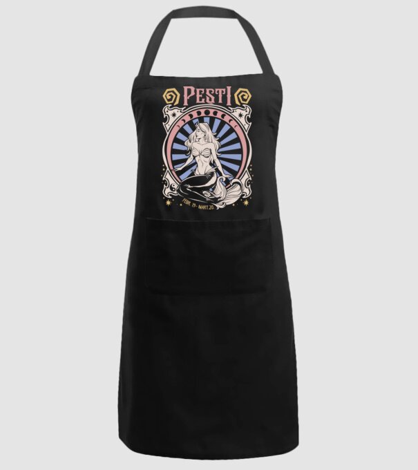 Zodiac Vintage PEȘTI model negru pe tricou