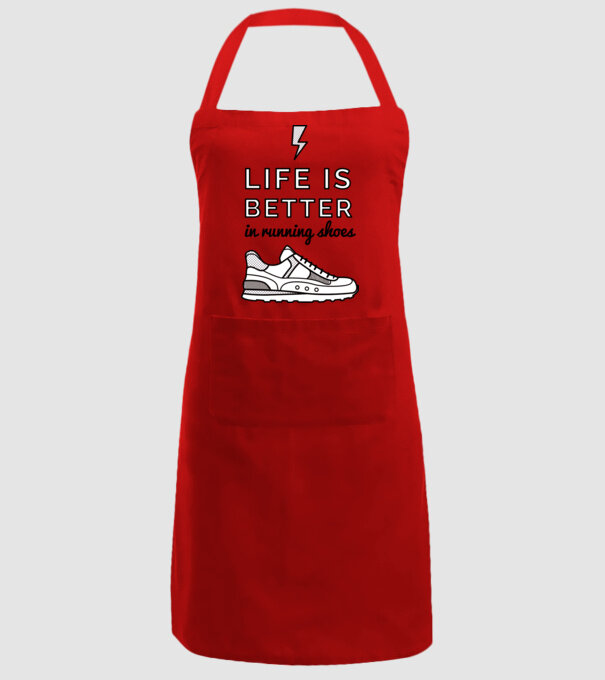 Life is better running shoes model roșu pe tricou