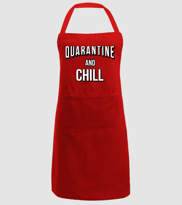 Quarantine and Chill model roșu pe tricou