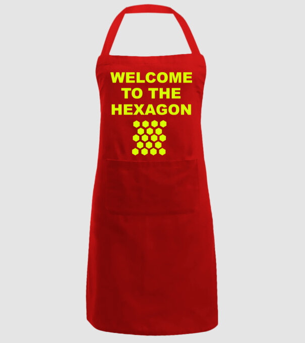 Welcome to the hexagon model roșu pe tricou