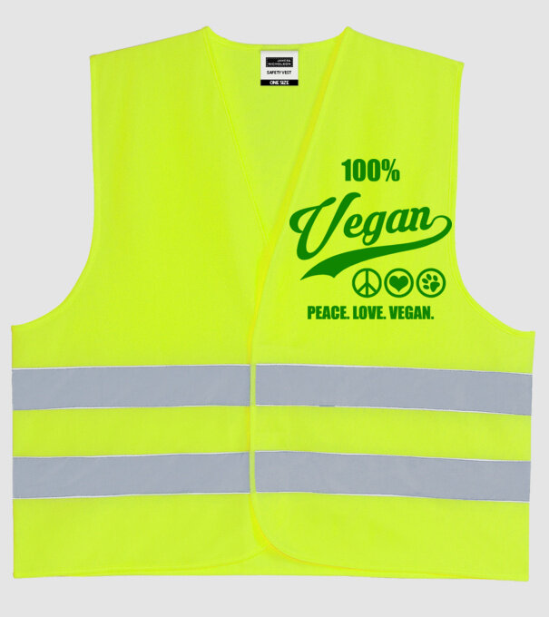100% vegan model galben neon pe tricou