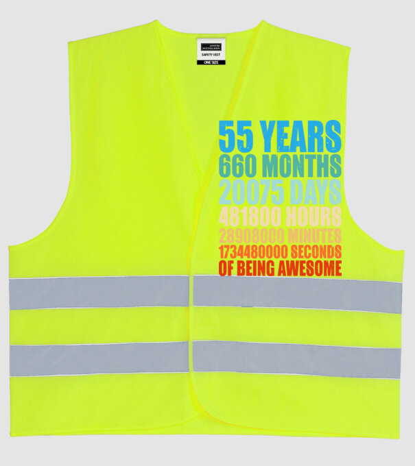 55 years of being awesome model galben neon pe tricou