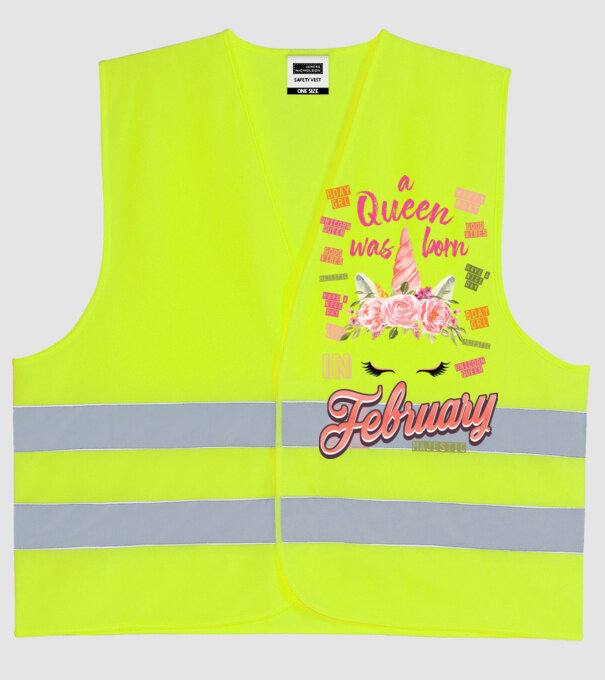 A queen was born in FEBRUÁR model galben neon pe tricou