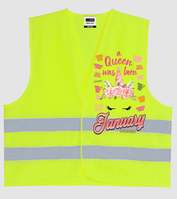 A queen was born in JANUÁR model galben neon pe tricou
