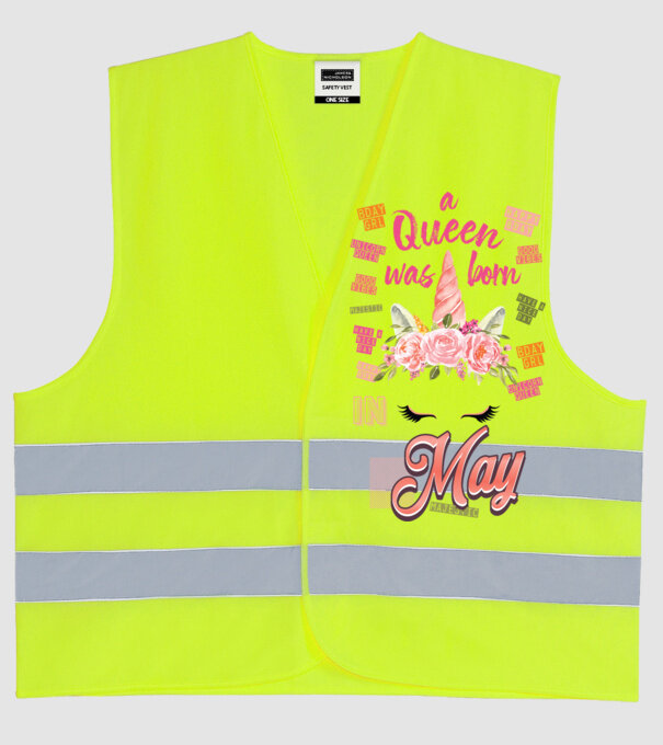 A queen was born in MÁJUS model galben neon pe tricou