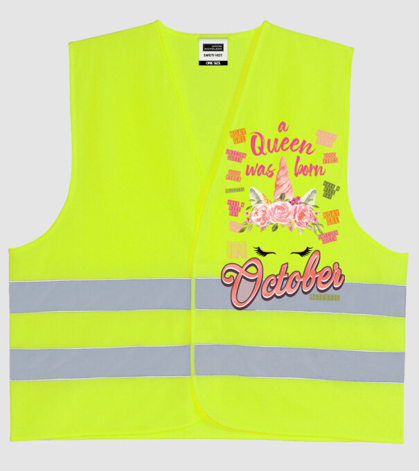 A queen was born in OKTÓBER model galben neon pe tricou