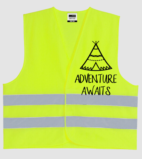 Advanture awaits model galben neon pe tricou