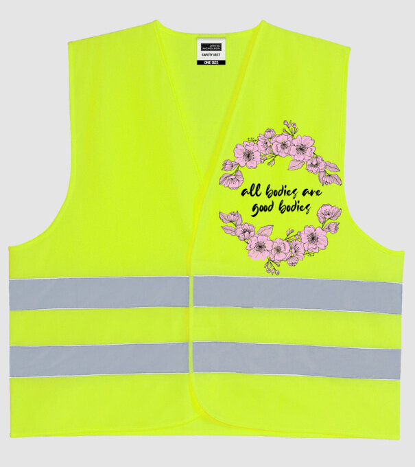 All bodies are good bodies floral model galben neon pe tricou