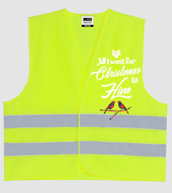 All i want for Christmas is Him model galben neon pe tricou