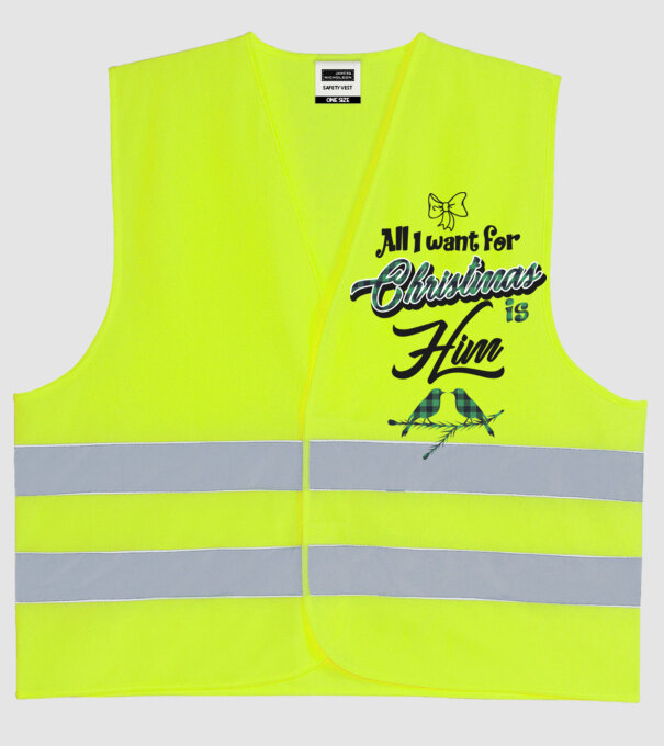 All i want for Christmas is Him model galben neon pe tricou