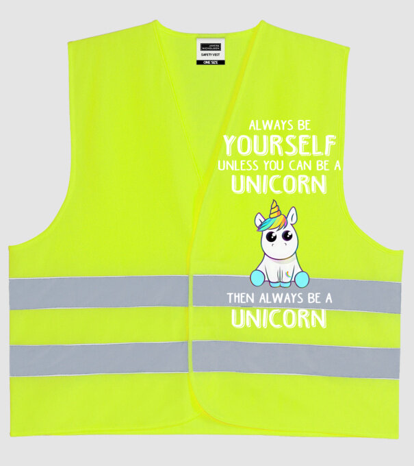 Always be yourself Unicorn model galben neon pe tricou