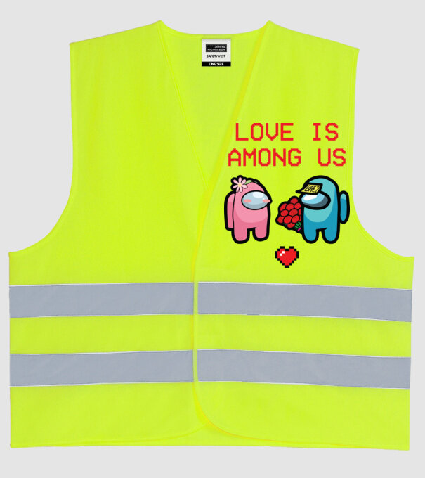 Among us love model galben neon pe tricou