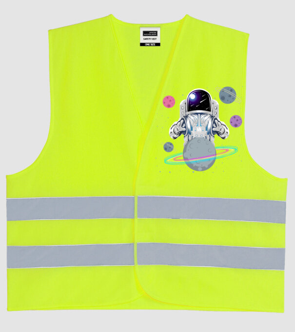 Astronaut planets model galben neon pe tricou
