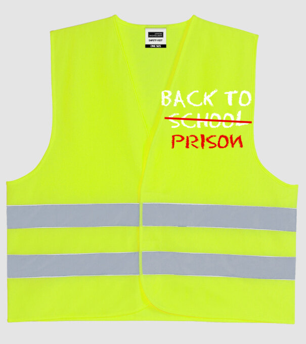 Back to prison - școală model galben neon pe tricou