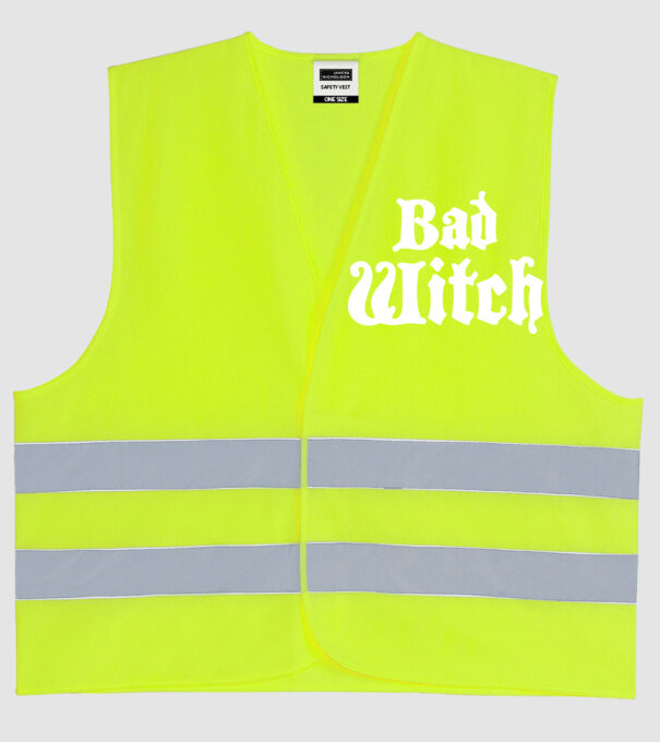 Bad Witch tricou cuplu model galben neon pe tricou