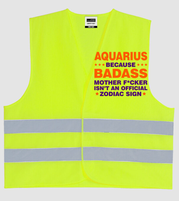 Badass zodiac AQUARIUS model galben neon pe tricou