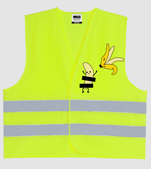 Cuplu Banană fată model galben neon pe tricou