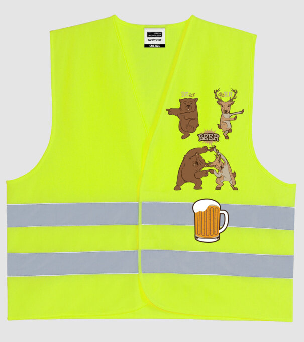 Bear deer beer model galben neon pe tricou