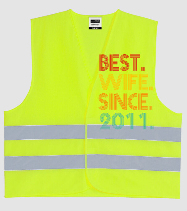 best wife since 2011 retro model galben neon pe tricou