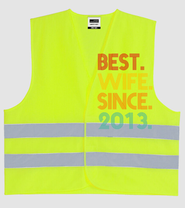 best wife since 2013 retro model galben neon pe tricou