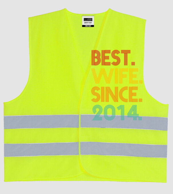 best wife since 2014 retro model galben neon pe tricou