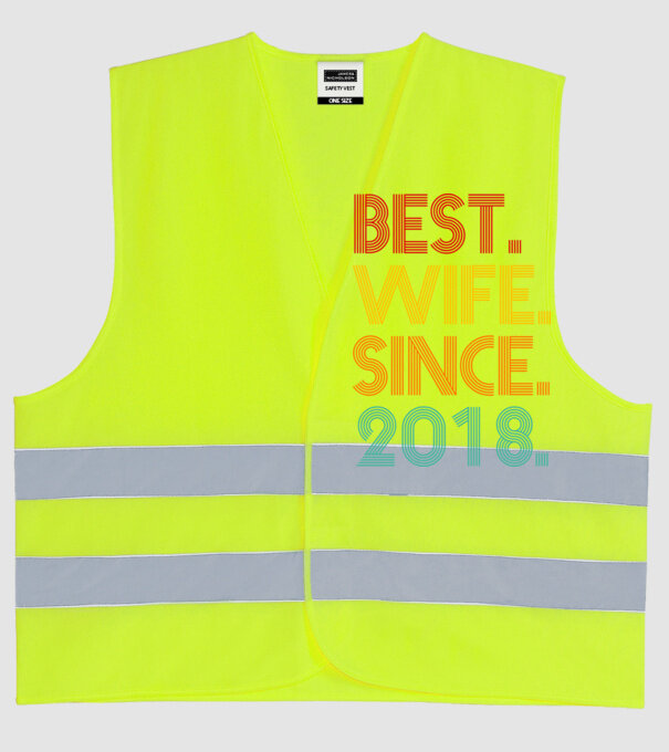 best wife since 2018 retro model galben neon pe tricou