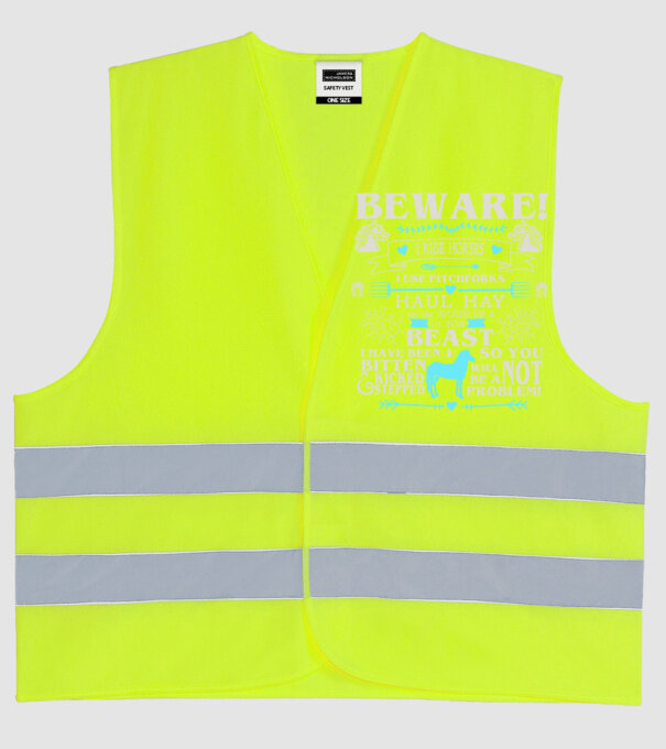 Beware i ride horses model galben neon pe tricou