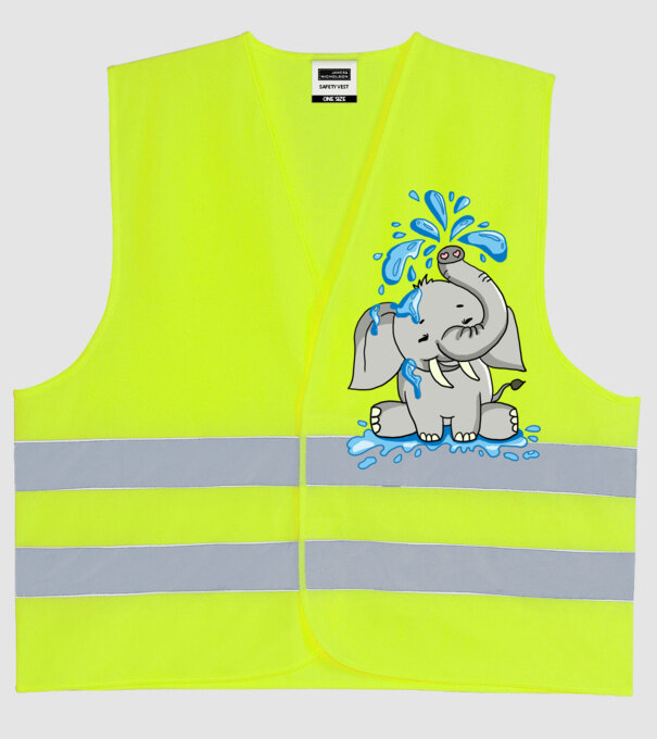 boldog elefánt model galben neon pe tricou