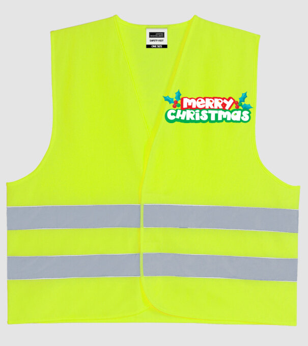 Text Crăciun Fericit model galben neon pe tricou
