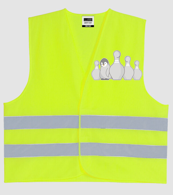Bowling pinguin model galben neon pe tricou