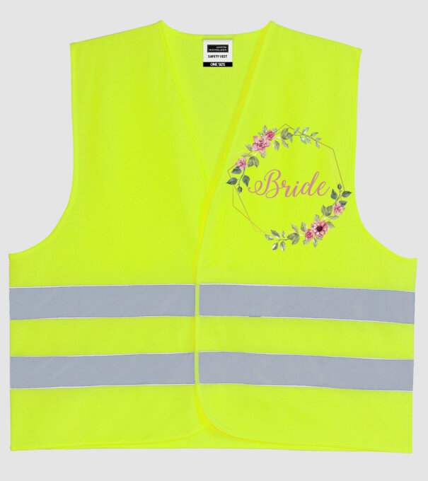 BRIDE pink floral model galben neon pe tricou