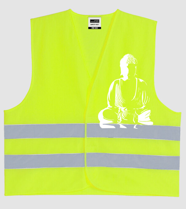 buddha silhouette model galben neon pe tricou