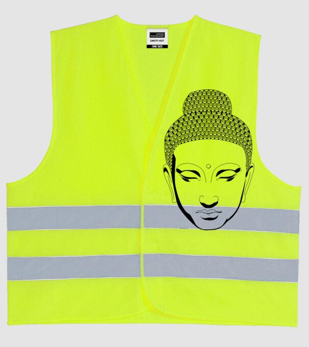 buddhas head model galben neon pe tricou
