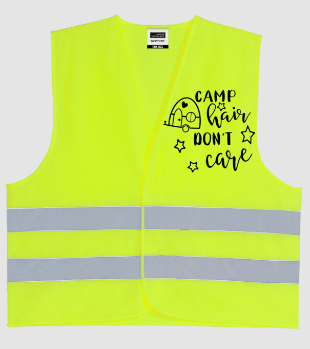 Camp hair trailer model galben neon pe tricou
