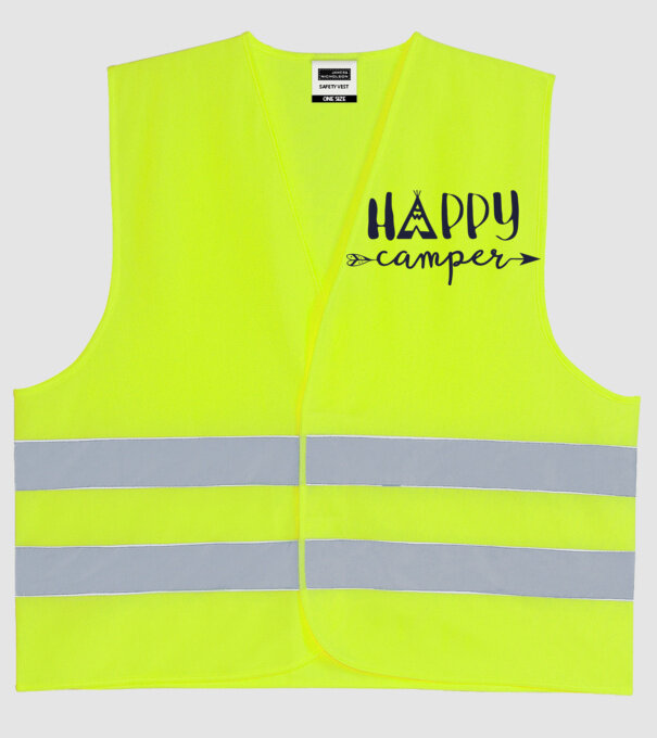 Camper tepee model galben neon pe tricou