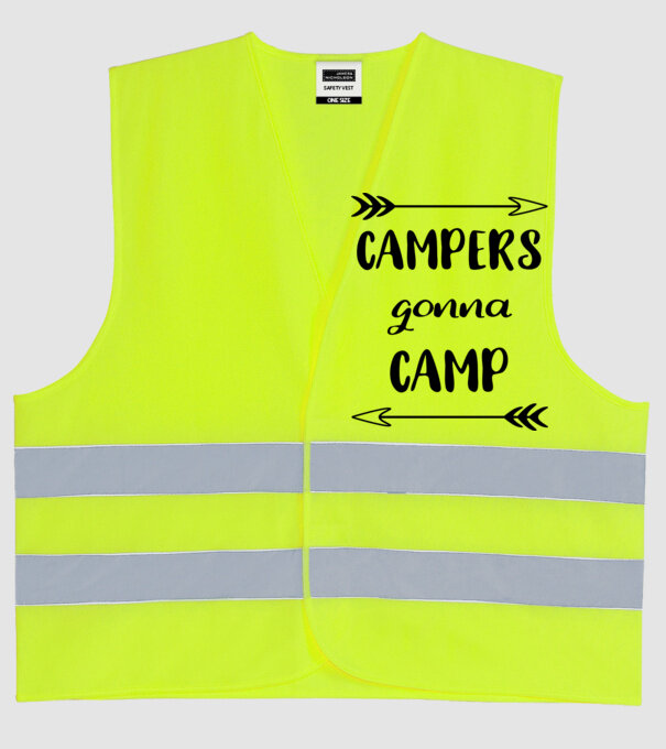 Campers gonna camp model galben neon pe tricou