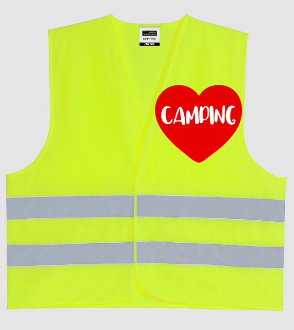 Camping heart model galben neon pe tricou