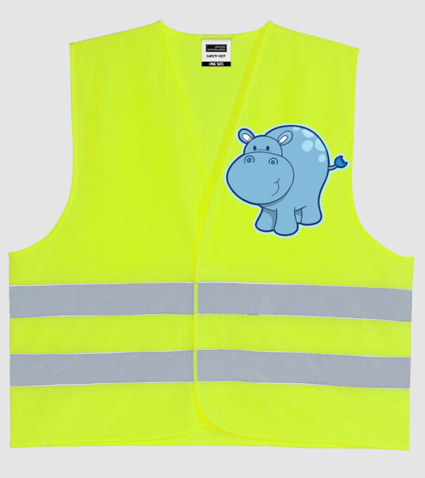Cartoon hippo model galben neon pe tricou