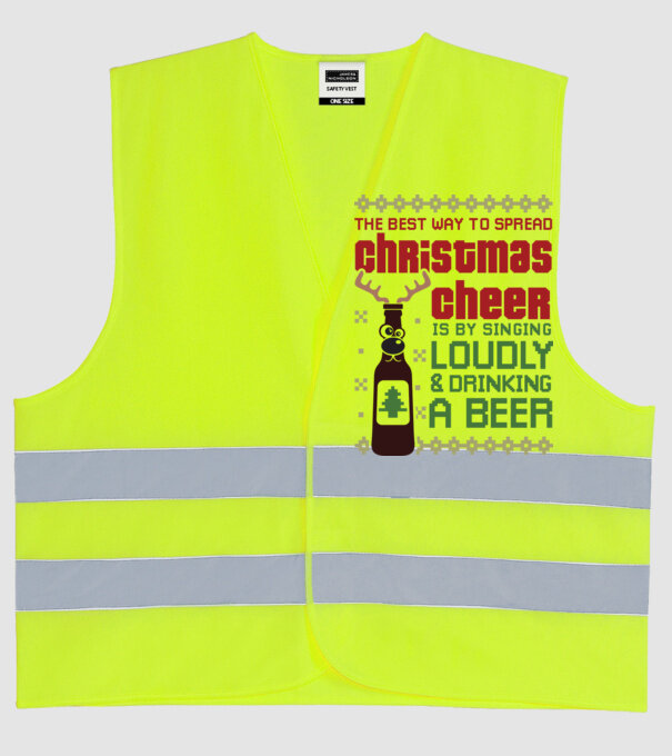 Christmas cheer beer pulovăr urât model galben neon pe tricou