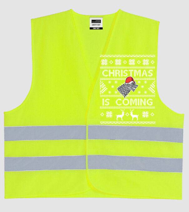 Christmas is Coming ugly sweater Game of Thrones model galben neon pe tricou