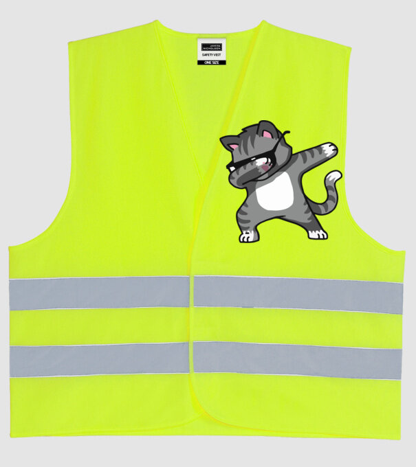 Pisică DAB model galben neon pe tricou