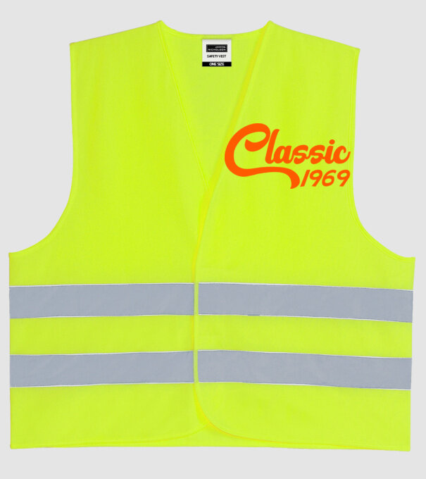 Classic 1969 model galben neon pe tricou