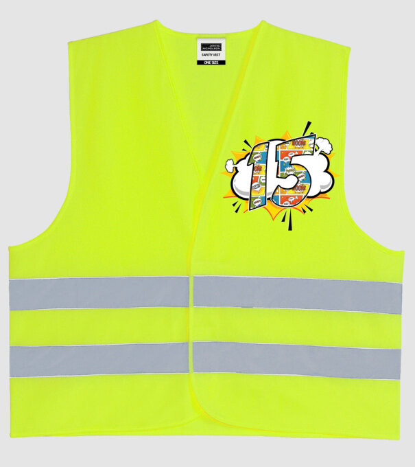 Birthday Comic Number 15 model galben neon pe tricou