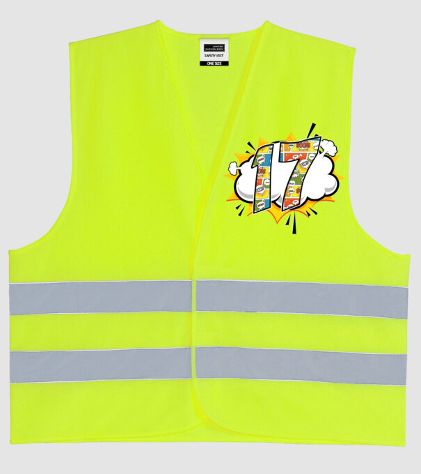 Birthday Comic Number 17 model galben neon pe tricou
