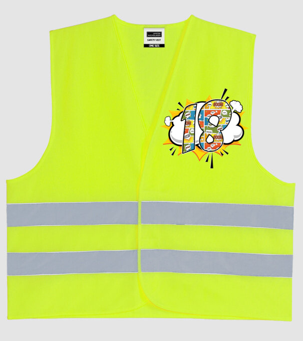Birthday Comic Number 18 model galben neon pe tricou